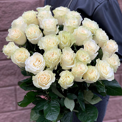 Букет из 25 белых роз 80см (Эквадор)